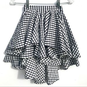 Black and White Gingham High-Low Skirt